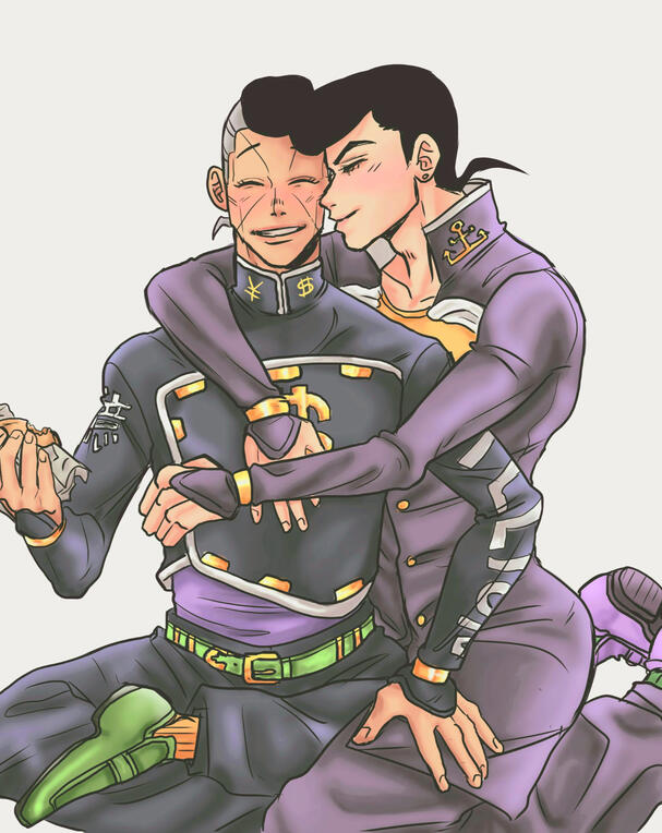 Josuke hugging Okuyasu